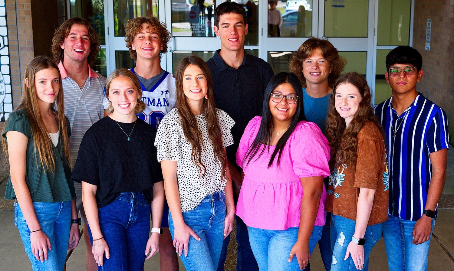 Quitman homecoming king nominees, in the back row, from left to right, are Carson Dickens, Brady Floyd, Ethan Presley, Brandon Hayesm and Gustavo Olvera. Homecoming queen nominees, in front, are Sarah Smith, Savana Smith, Kameran Farnham, Jennifer Castillo and Sierra Williams. The king and queen will be crowned next Friday before the football game against Edgewood.